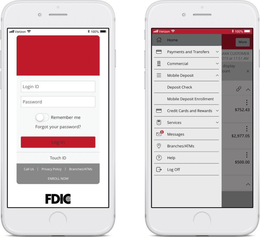 phone with Highridge Credit Union mobile check deposit app